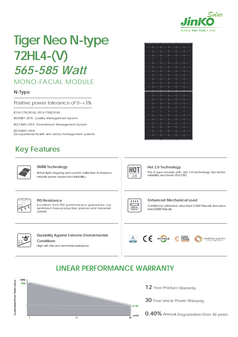 580w n type 72 half cell monofacial module 01