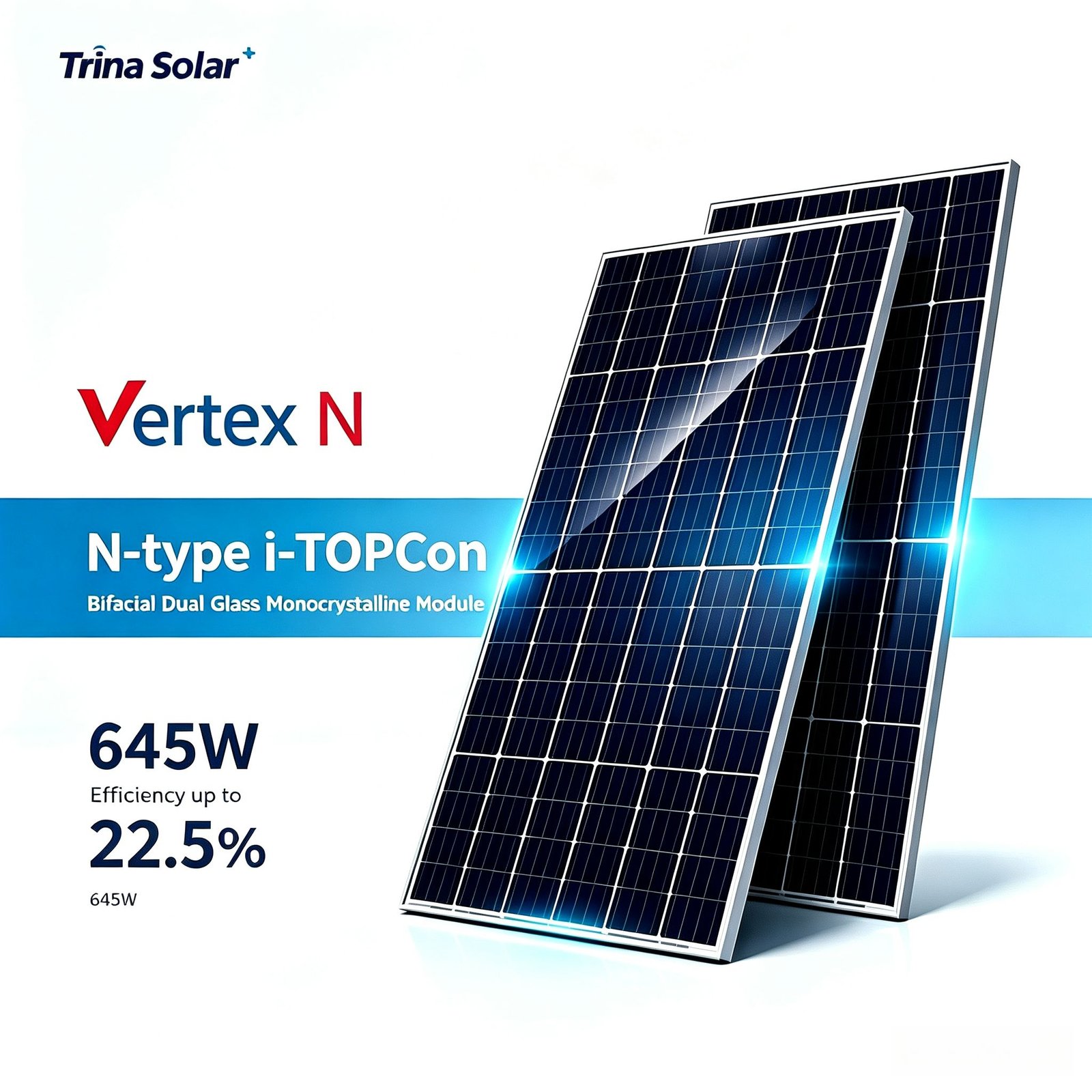 Trina Solar 645w N-type i-TOPCon bifacial dualglass
